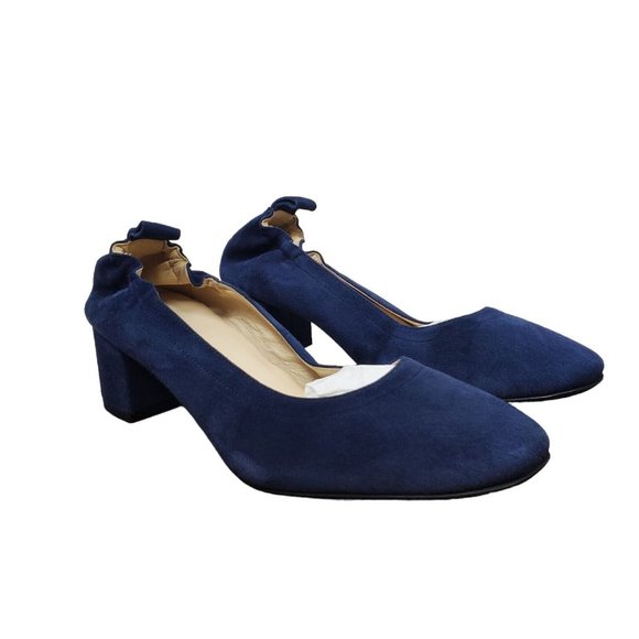 Everlane Shoes - NEW Everlane Womens The Italian Leather Day Heel Size 6.5 Navy Blue Suede